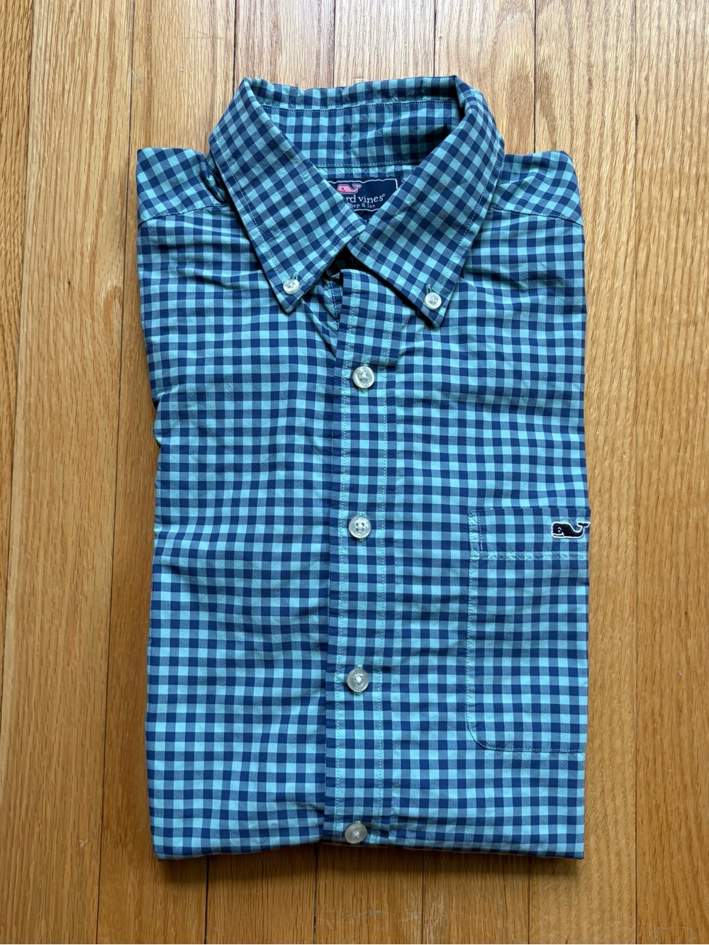 Vineyard Vines Men’s Long Sleeve Slim Fit Tucker Shirt Medium Blue Green Checks